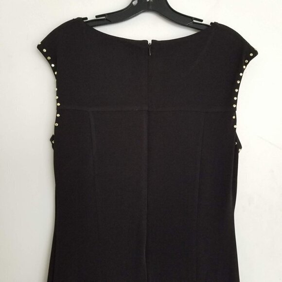 Calvin Klein Black A-Line Silver Studded Shift Cap Sleeve Knee Length Dress Sm - Picture 10 of 14